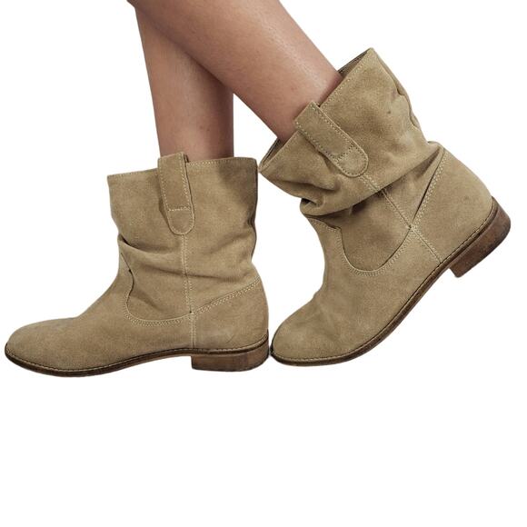 ASOS Women's Tan Faux Suede Western Ankle Boots Size 5 - Picture 1 of 12